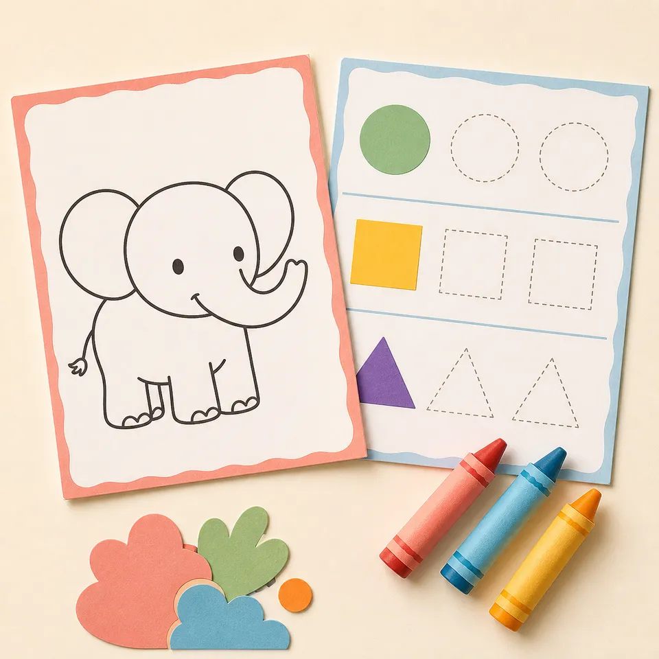 Simple elephant and shape activities for toddlers