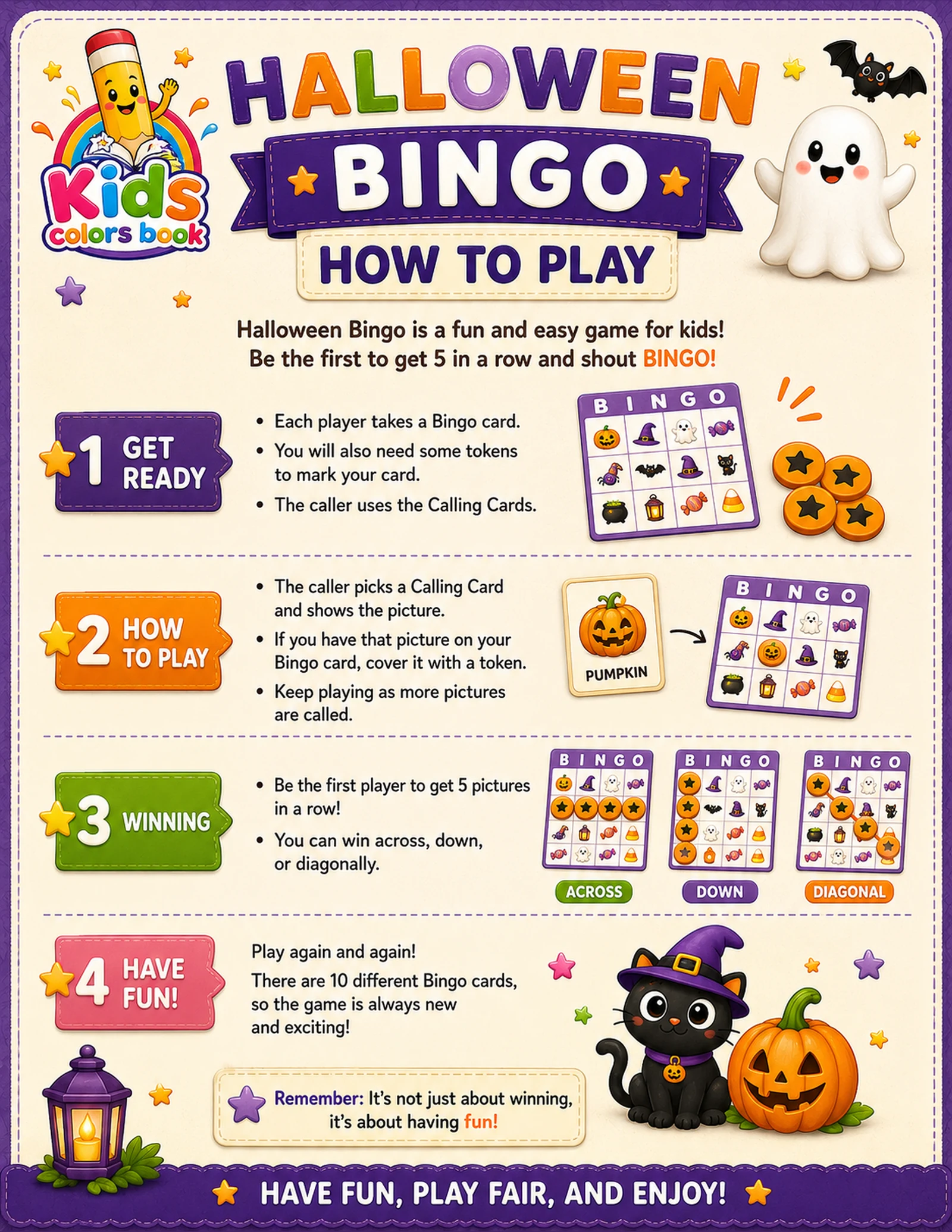 Halloween Bingo for Kids - 10 Printable Cards - Image 2