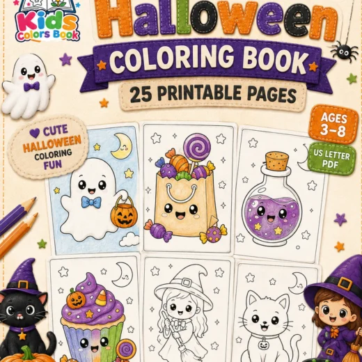 Halloween Coloring Book - 25 Printable Pages