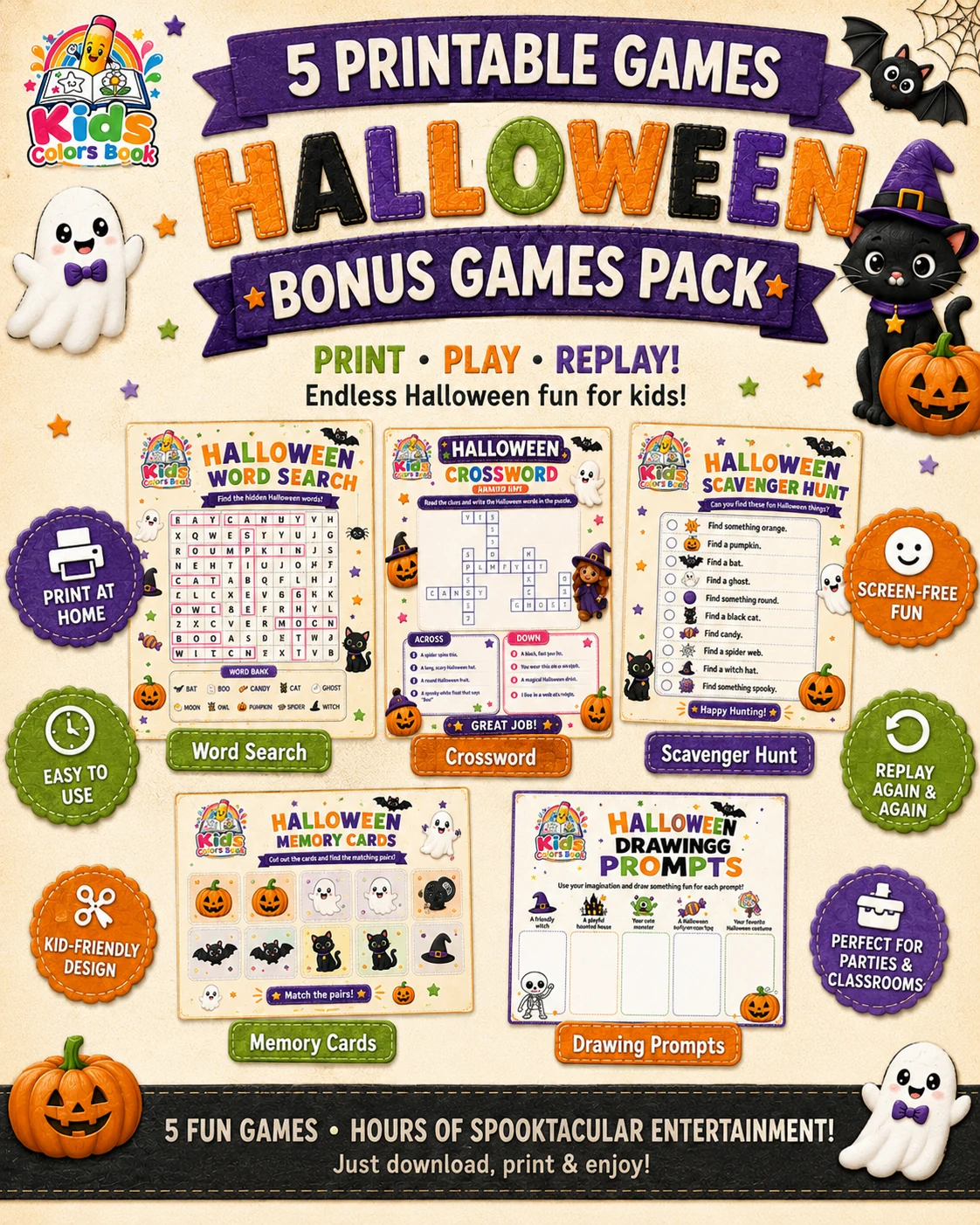 Halloween Bonus Games Pack - 5 Printable Games