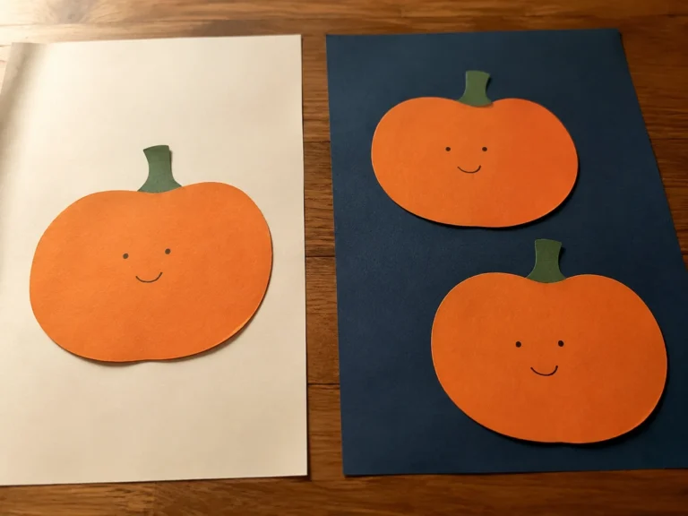 Three large paper pumpkins divided between two sheets for a counting game